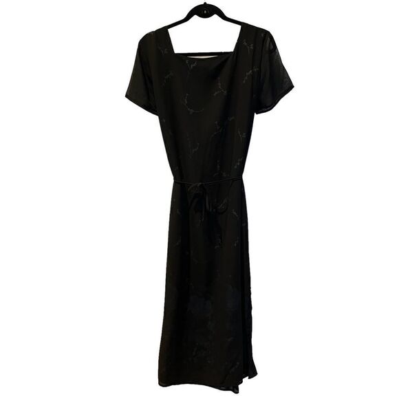 Beautiful Vintage Impressions Maxi Dress with gauze overlay Size M Black/Blue - Picture 2 of 10